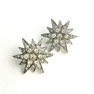 NWT Silver crystal Star starburst earrings